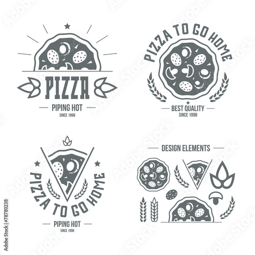 Pizzeria labels, badges and design elements