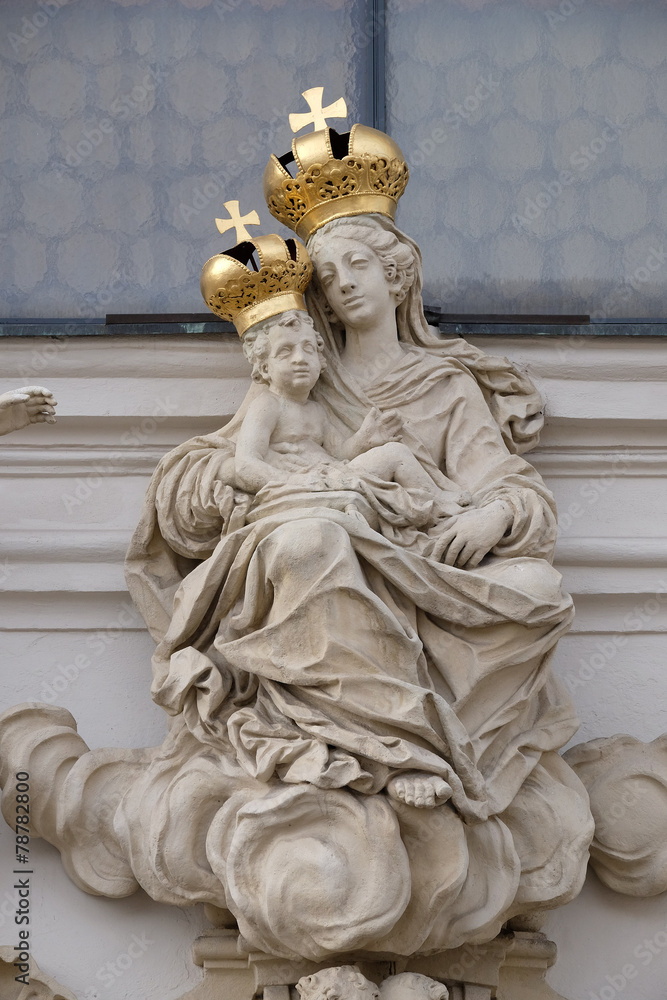 Virgin Mary with baby Jesus, Mariahilf church in Graz, Austria 