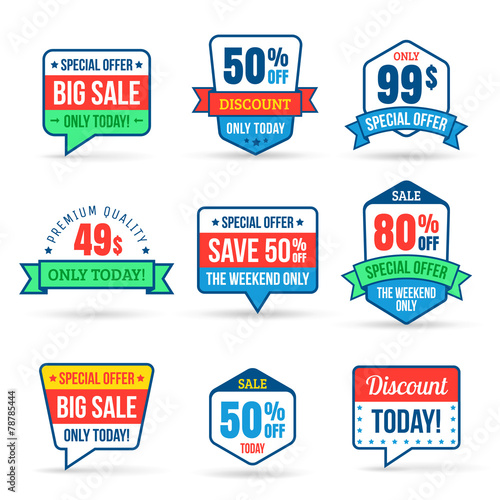 Collection of Sale Discount in flat design. Use for labels