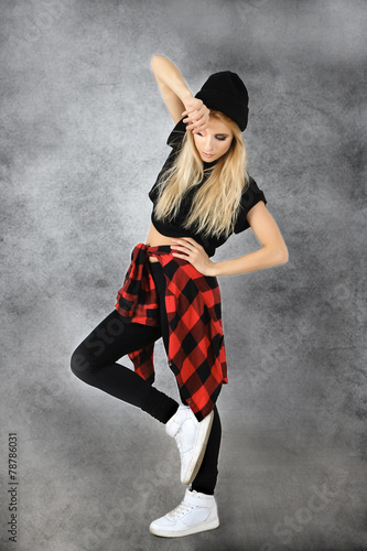 Hip hop dancer portrait on ...