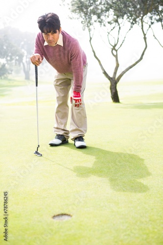 Golfer looking at the hole