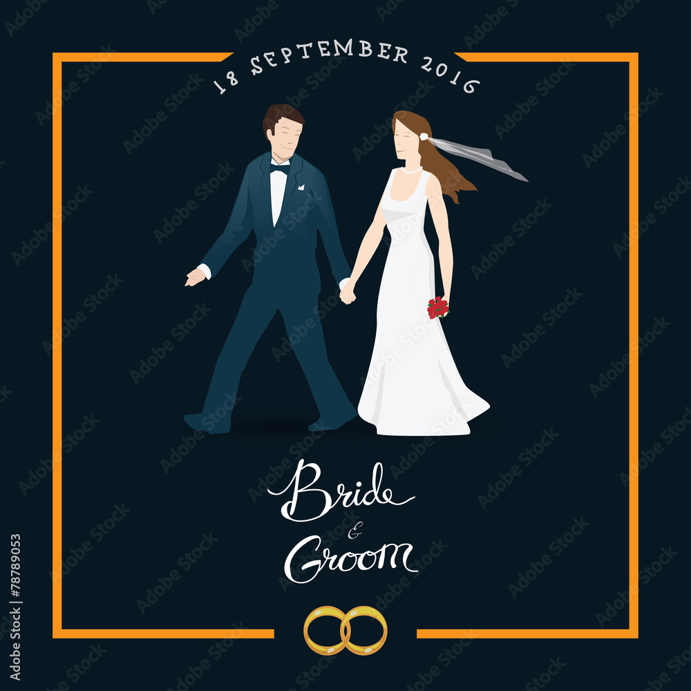 Φωτογραφία Wedding invitation, bride & groom, marriage, floral crown