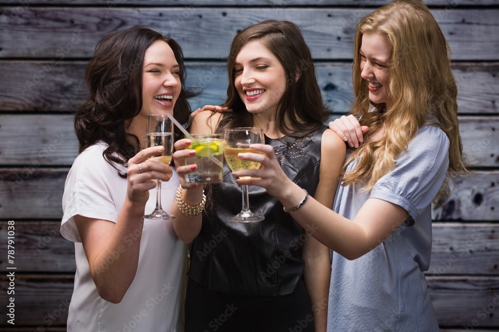Composite image of friends with drinks Composite image of friends with drinks