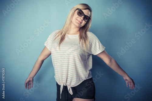 blonde girl in sunglasses