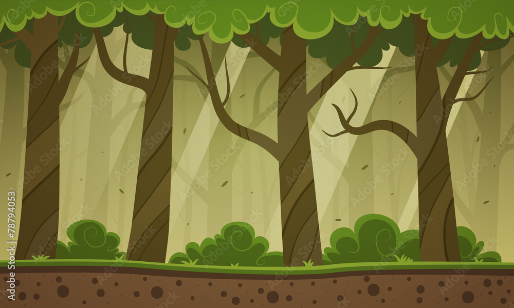 Naklejka premium Forest Cartoon Background