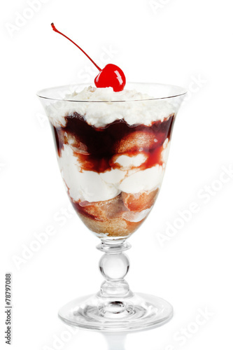Wallpaper Mural Tasty tiramisu dessert in glass, isolated on white Torontodigital.ca