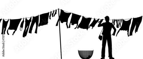 Man hanging washing