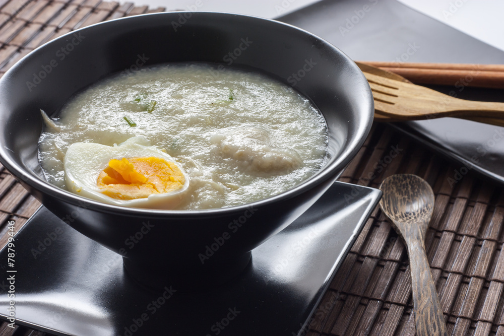 Rice porridge with boiled egg Rice porridge with boiled egg