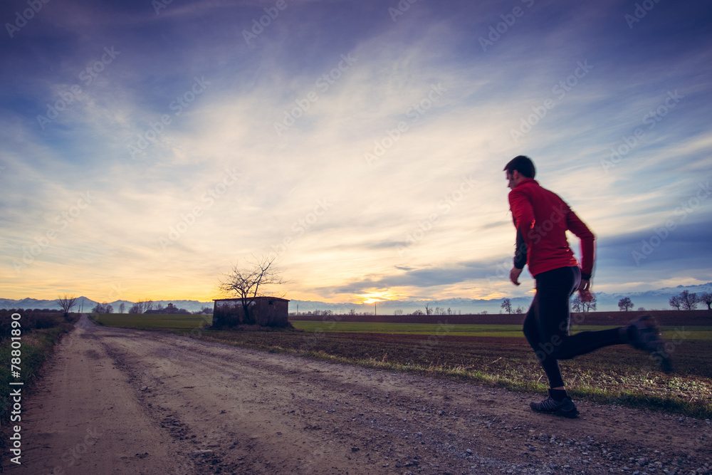Fototapeta premium man running in the countryside