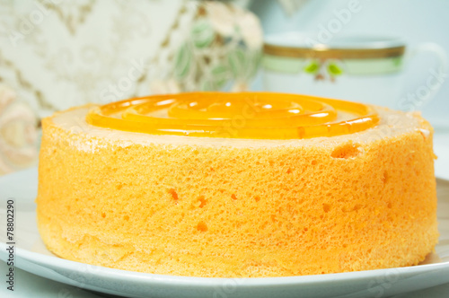 Fototapet Closeup sponge cake dessert