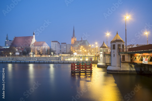  panorama nocnego Szczecina