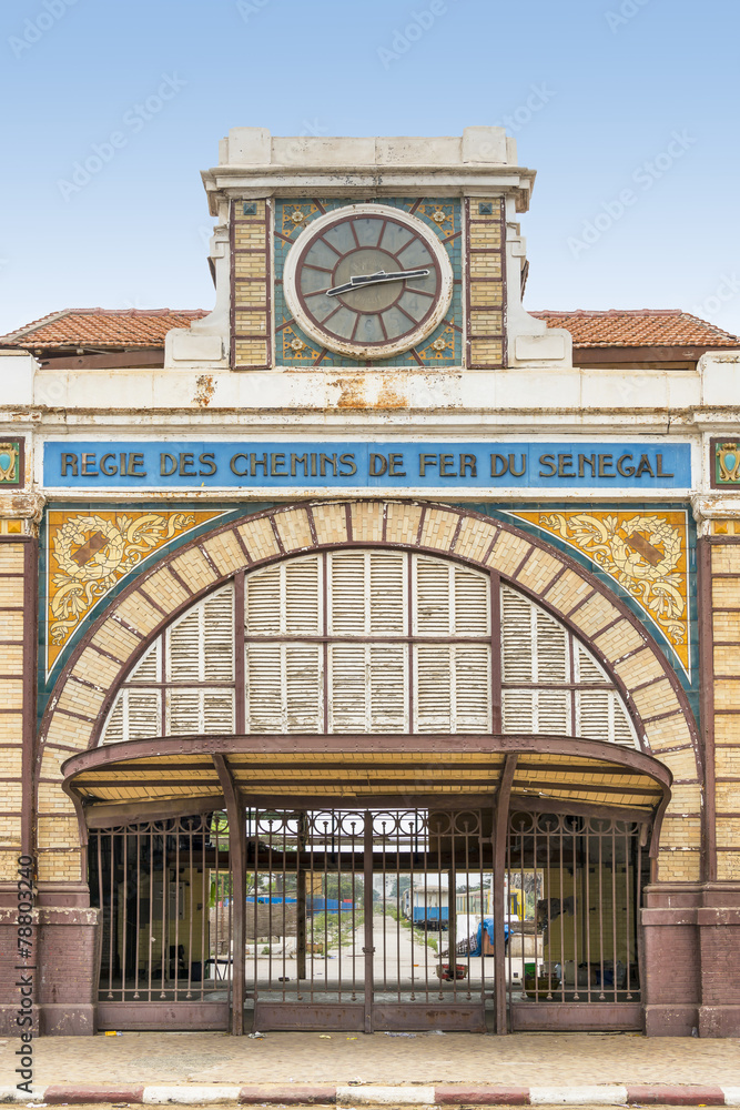 Naklejka premium Abandoned railway station of Dakar, Senegal, colonial building