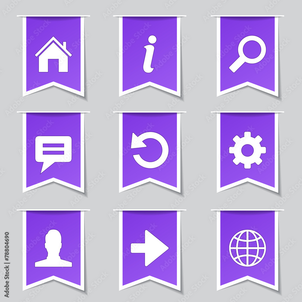 Web Internet Label Vector Violet Icon Design Set Web Internet Label Vector Violet Icon Design Set