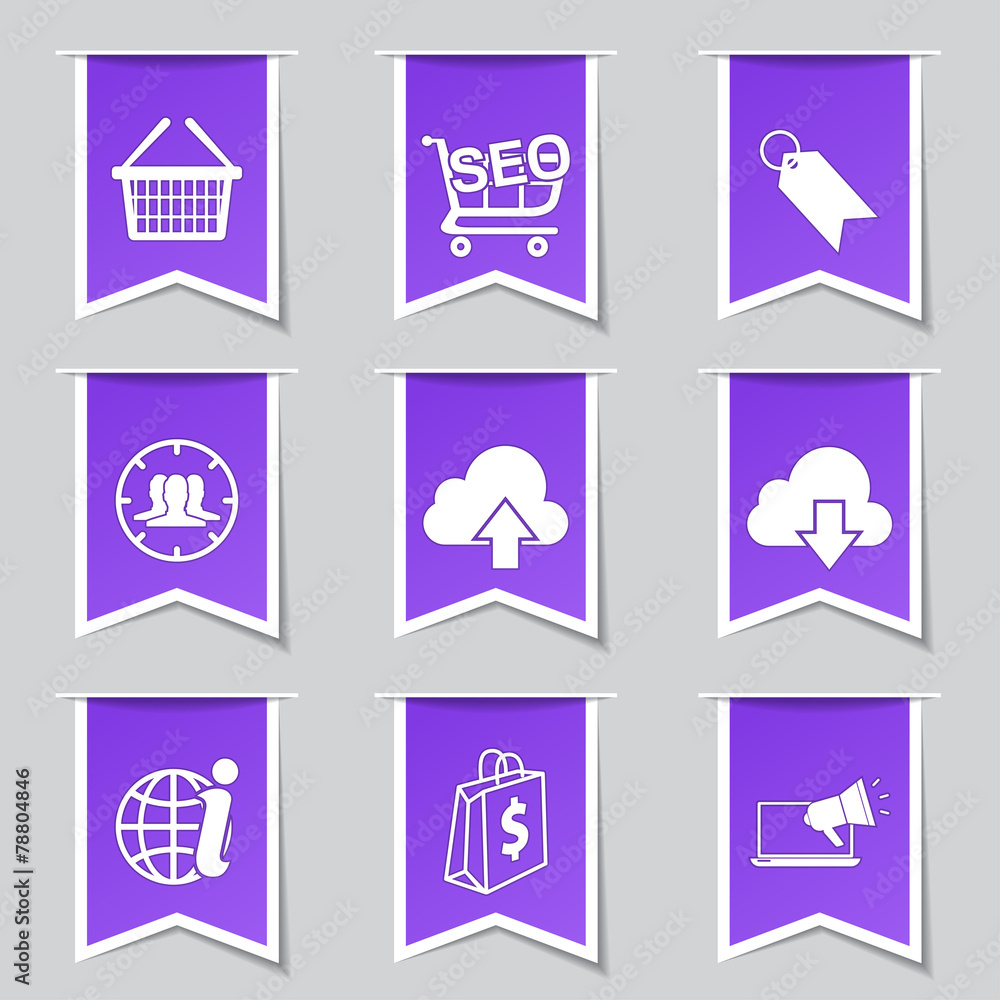 Fototapeta premium SEO Internet Sign Label Vector Violet Icon Design Set 7