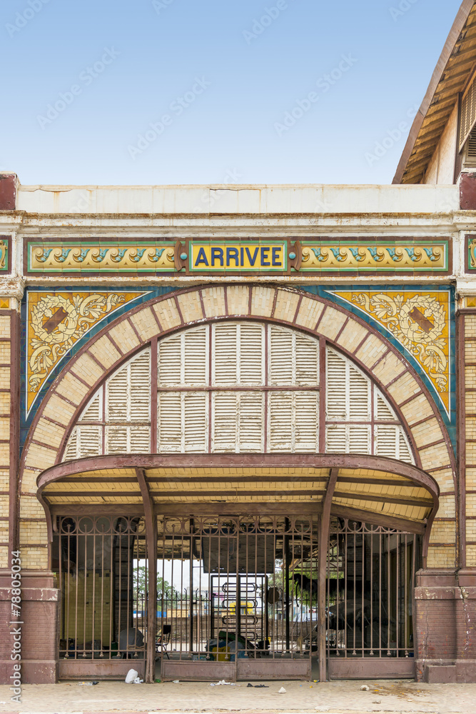 Fototapeta premium Abandoned railway station of Dakar, Senegal, colonial building
