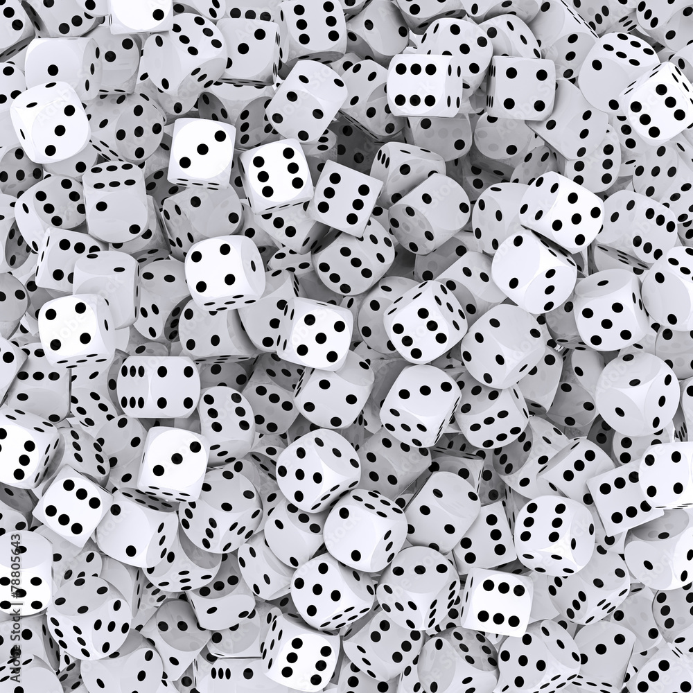 Pile of white dices - 3d rendering Pile of white dices - 3d rendering