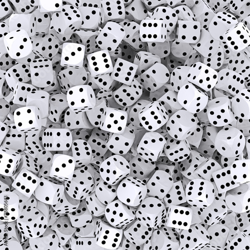 Pile of white dices - 3d rendering