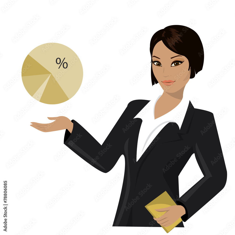 asian business woman pointing to business trends asian business woman pointing to business trends
