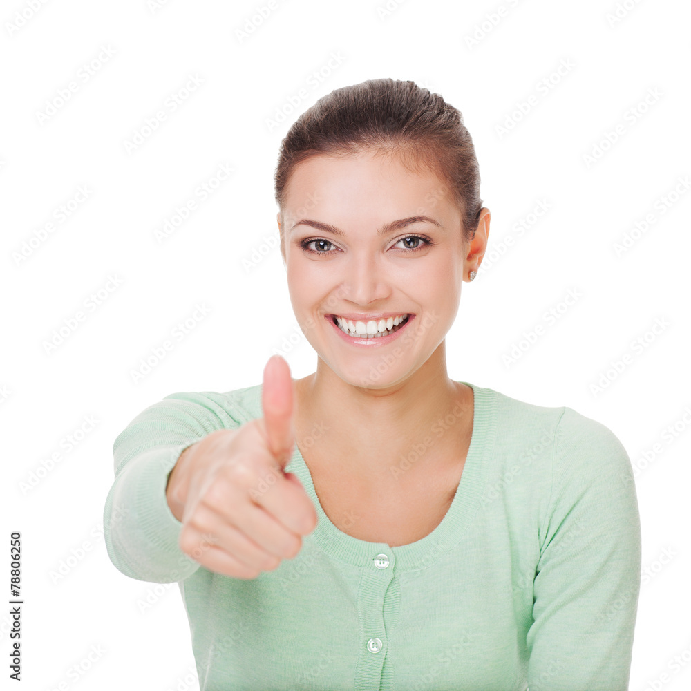 Happy smiling businesswoman with thumbs up gesture. Happy smiling businesswoman with thumbs up gesture.