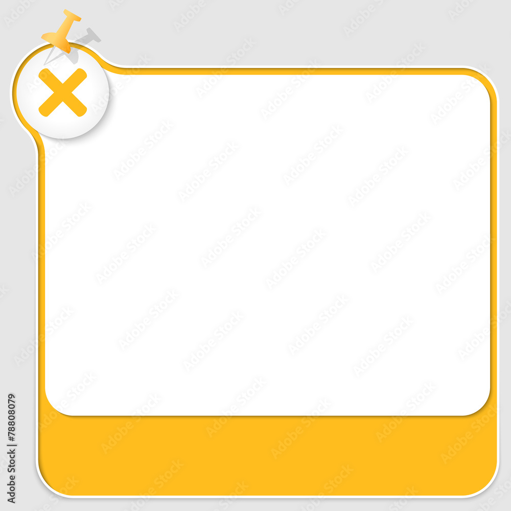 yellow text box with pushpin and multiplication symbol yellow text box with pushpin and multiplication symbol