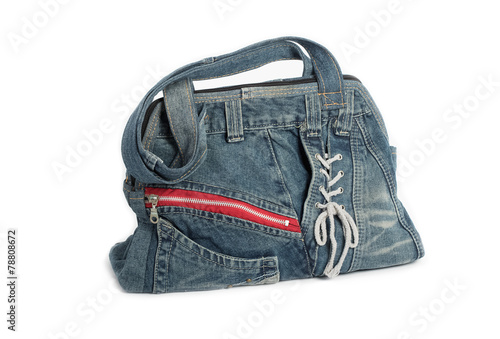 Blue jeans women bag isolated on white background