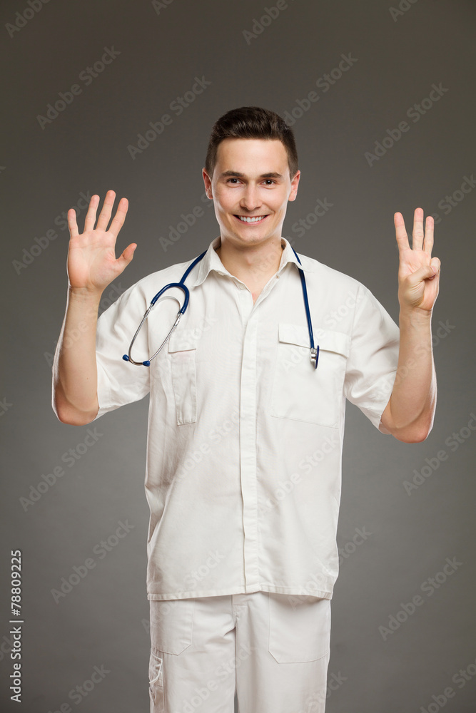 Doctor showing number eight Doctor showing number eight