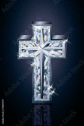 Diamond 3d cross, vector illustration