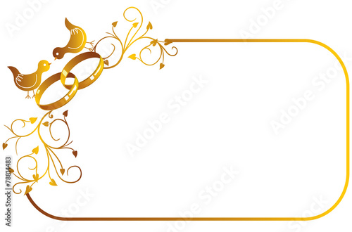 Frame with wedding ring and birds