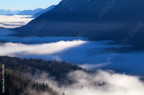 dense morning fog in Alps