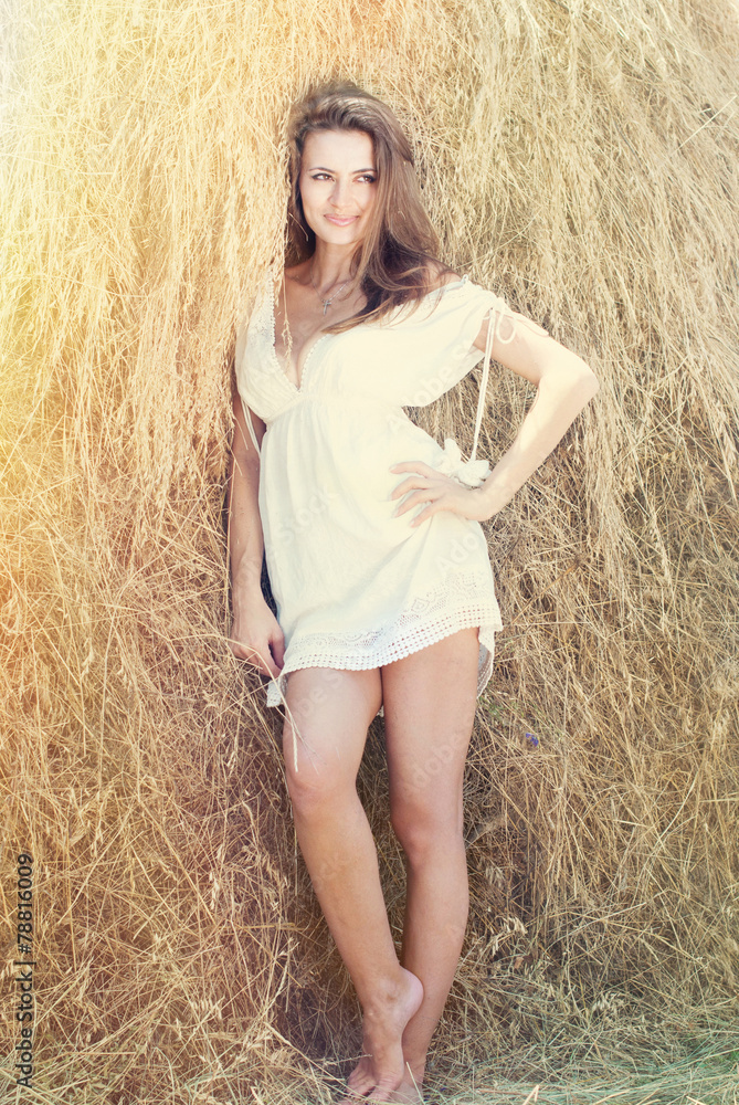 Beautiful Fashion Model Girl in Sun Rays at Summer Beautiful Fashion Model Girl in Sun Rays at Summer