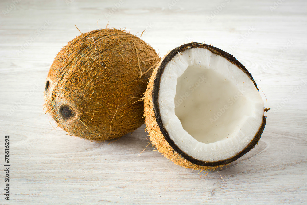 coconut on wood coconut on wood