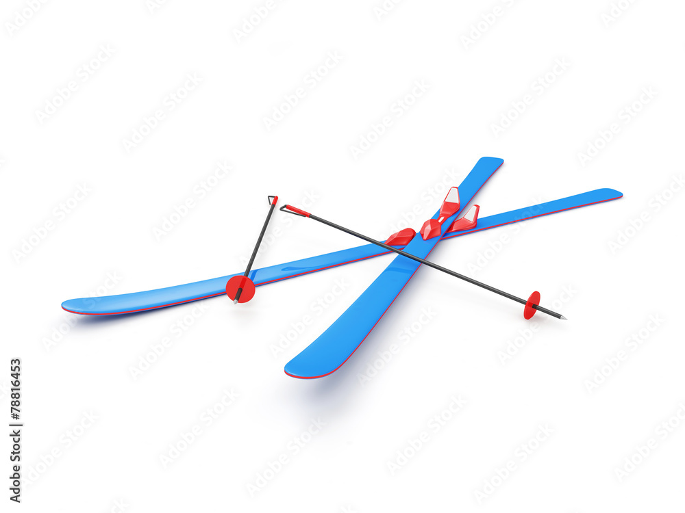 Blue Skiing isolated on white background Blue Skiing isolated on white background