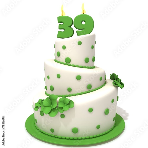 Birthday cake with number thirty nine photo