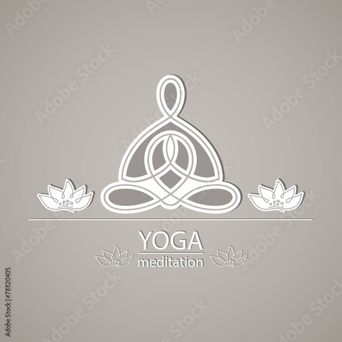 yoga lotus position on the background of a decorative ornament d