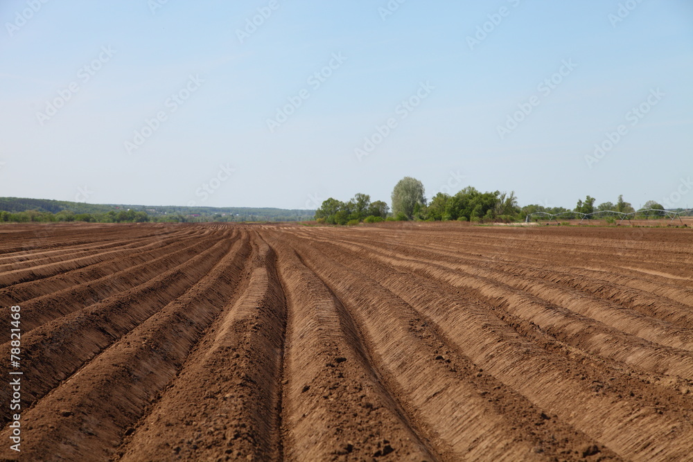Plowed field in spring day Plowed field in spring day