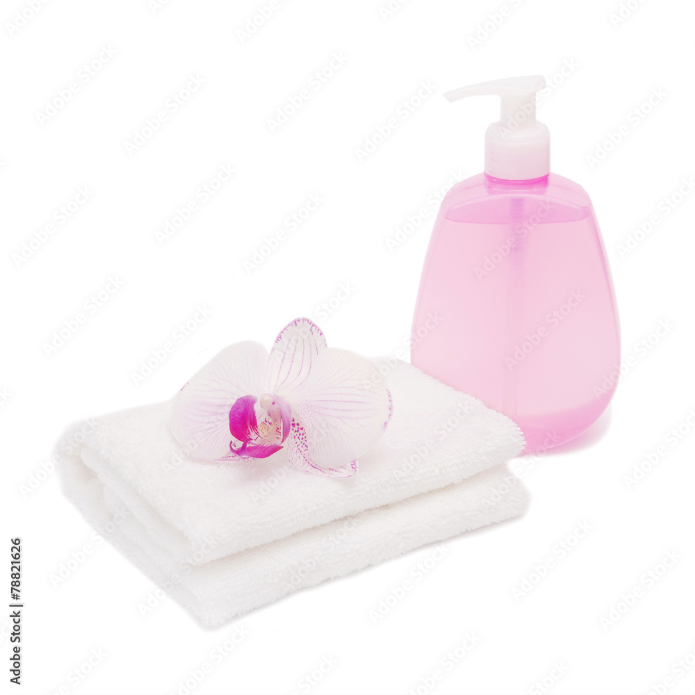 Towel with flower isolated on white Towel with flower isolated on white