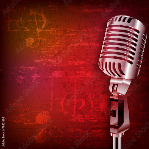 abstract grunge background with retro microphone