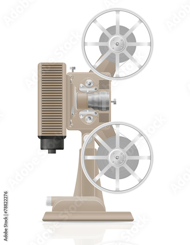 old retro vintage movie film projector vector illustration