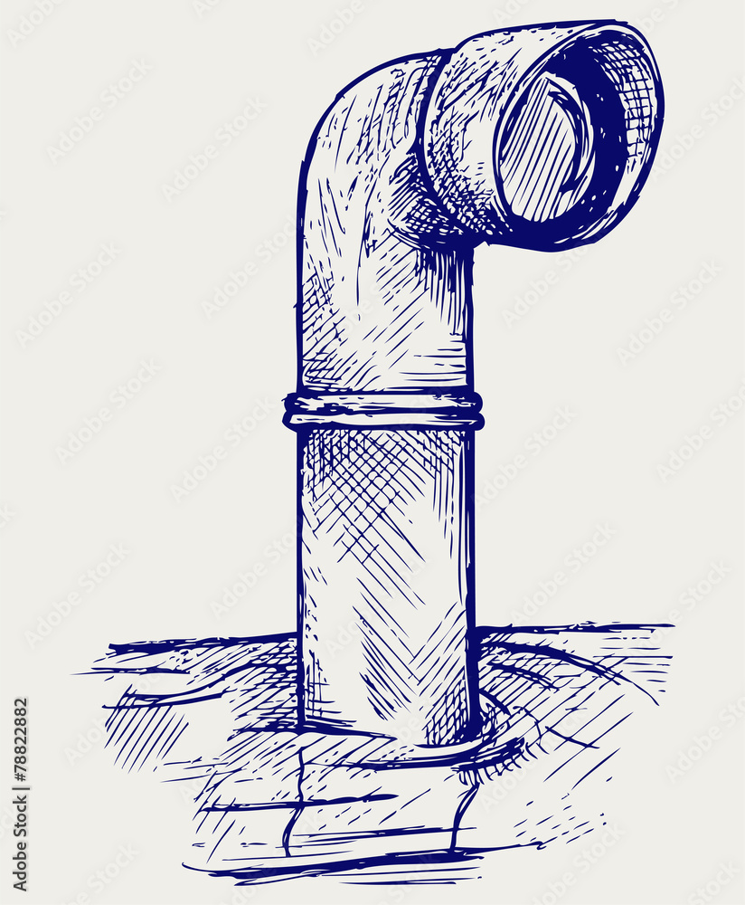 Fototapeta premium Metal periscope above the water. Doodle style