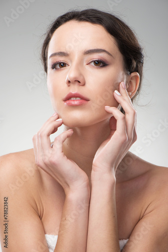 Woman with perfect skin. She looking natural and fresh