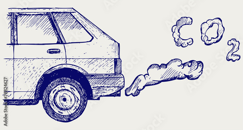 Close up of a car's fumes emissions in the traffic jam