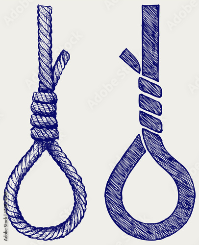 Rope noose with hangman's knot. Doodle style