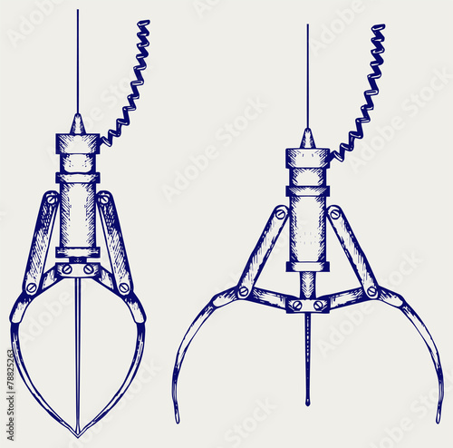 Metal robotic claw. Doodle style