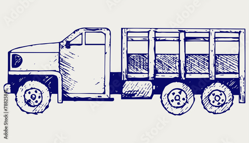 Military truck. Doodle style