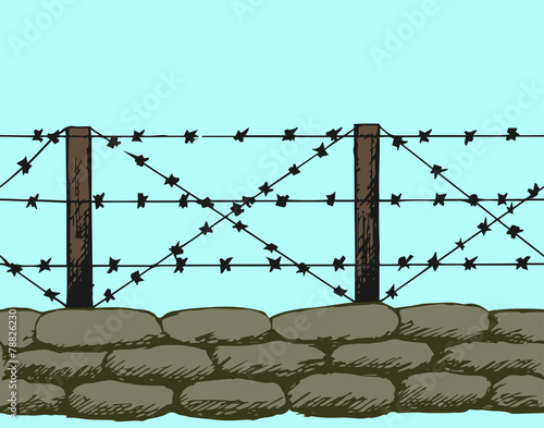 Trenches of world war one sandbags. Doodle style