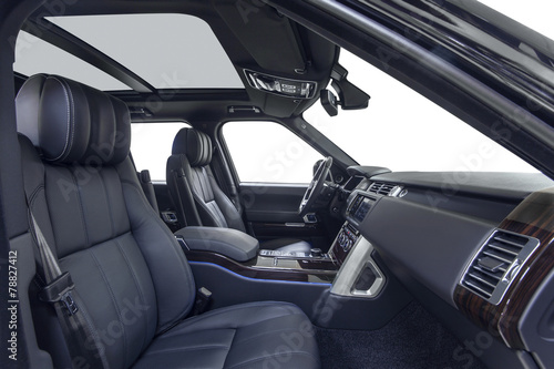 Car interior with black seats & steering wheel © dmindphoto