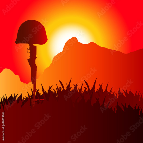 The grave of the fallen soldier.