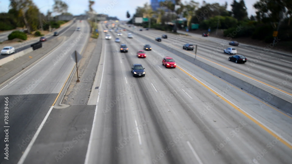 Traffic on Busy Freeway in Los Angeles - Tilt Shift Traffic on Busy Freeway in Los Angeles - Tilt Shift