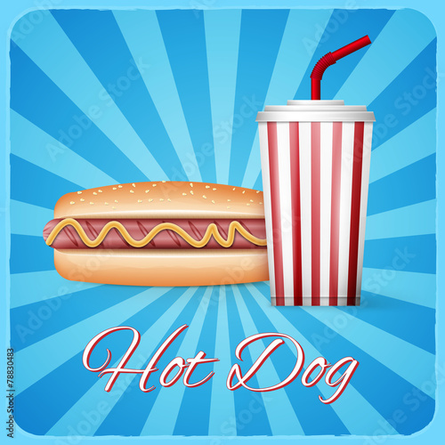 Vintage hotdog poster design