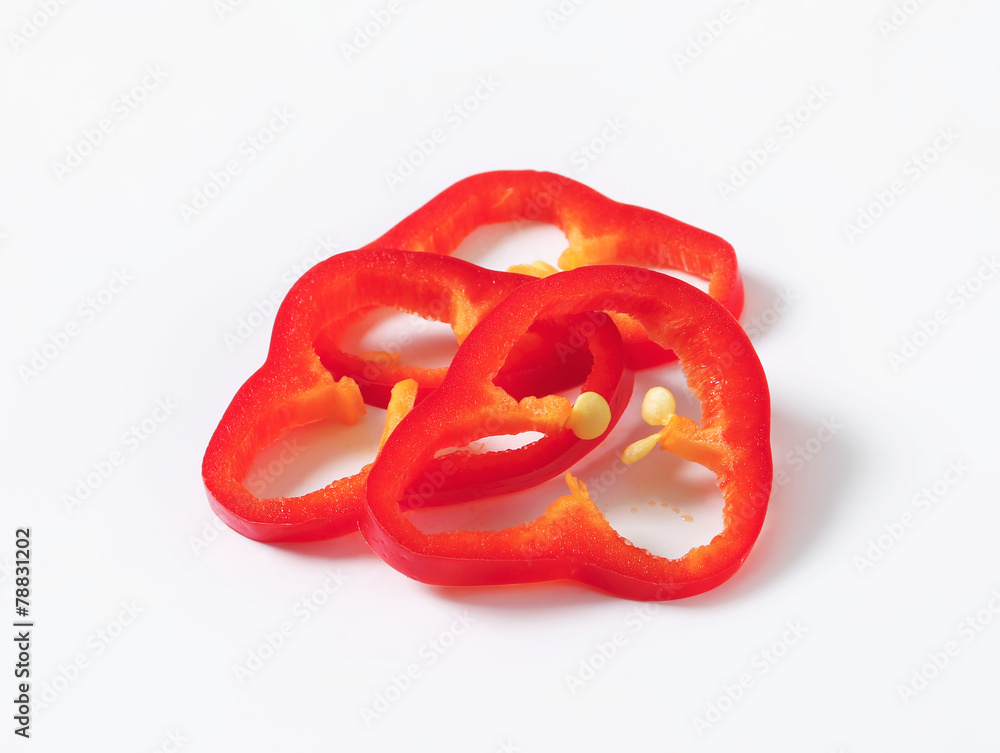 Sliced red bell pepper Sliced red bell pepper